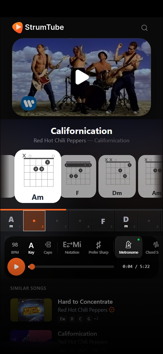 StrumTube mobile app